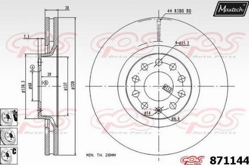 Maxtech 871144.6980 - Тормозной диск autospares.lv