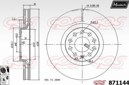 Maxtech 871144.6060 - Тормозной диск autospares.lv