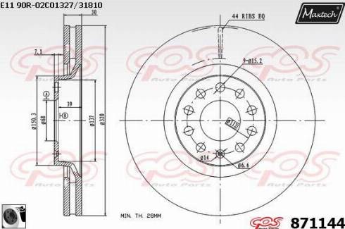 Maxtech 871144.0060 - Тормозной диск autospares.lv