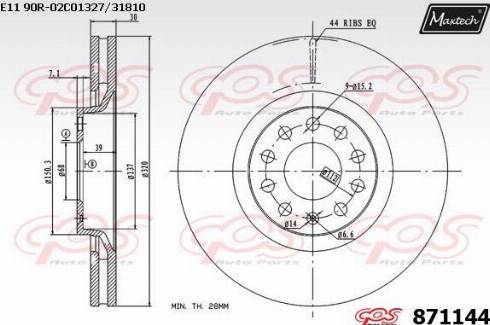 Maxtech 871144.0000 - Тормозной диск autospares.lv