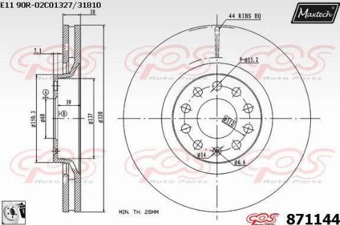 Maxtech 871144.0080 - Тормозной диск autospares.lv