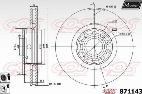 Maxtech 871143.6060 - Тормозной диск autospares.lv