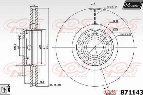 Maxtech 871143.0080 - Тормозной диск autospares.lv