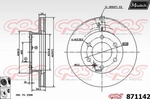 Maxtech 871142.6060 - Тормозной диск autospares.lv