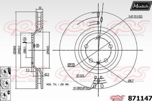 Maxtech 871147.6980 - Тормозной диск autospares.lv