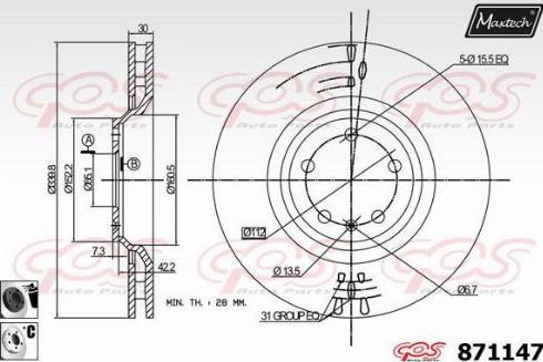 Maxtech 871147.6060 - Тормозной диск autospares.lv