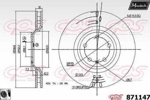 Maxtech 871147.0060 - Тормозной диск autospares.lv