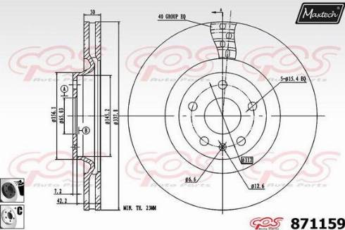 Maxtech 871159.6060 - Тормозной диск autospares.lv