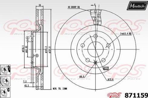 Maxtech 871159.6880 - Тормозной диск autospares.lv