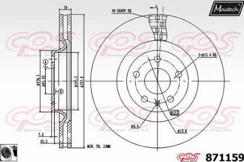 Maxtech 871159.0060 - Тормозной диск autospares.lv