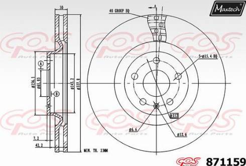 Maxtech 871159.0000 - Тормозной диск autospares.lv