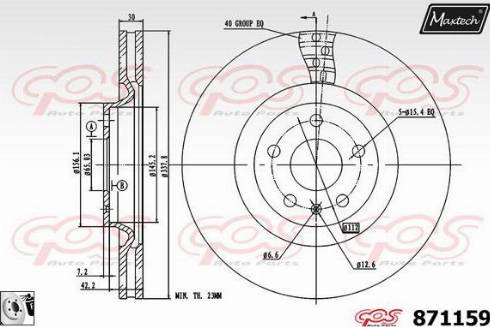 Maxtech 871159.0080 - Тормозной диск autospares.lv