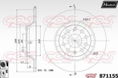 Maxtech 871155.6060 - Тормозной диск autospares.lv