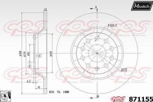 Maxtech 871155.0080 - Тормозной диск autospares.lv