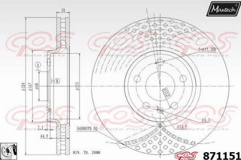 Maxtech 871151.0080 - Тормозной диск autospares.lv