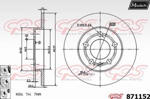 Maxtech 871152.6880 - Тормозной диск autospares.lv