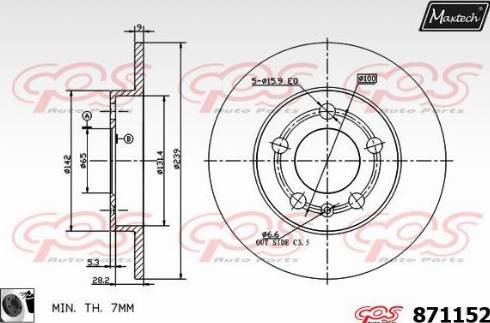 Maxtech 871152.0060 - Тормозной диск autospares.lv