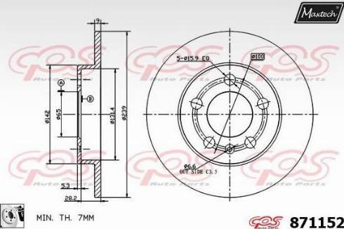 Maxtech 871152.0080 - Тормозной диск autospares.lv