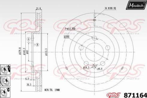 Maxtech 871164.6880 - Тормозной диск autospares.lv