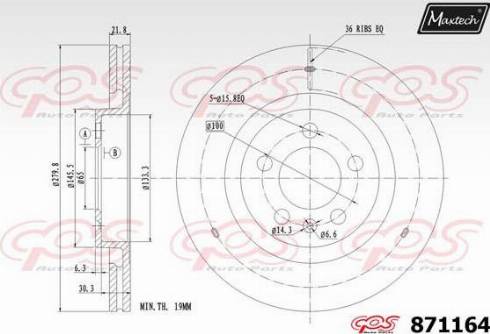 Maxtech 871164.0000 - Тормозной диск autospares.lv