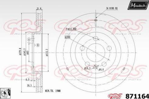 Maxtech 871164.0080 - Тормозной диск autospares.lv