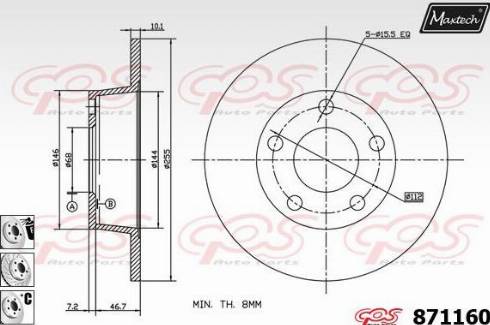 Maxtech 871160.6980 - Тормозной диск autospares.lv