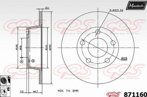 Maxtech 871160.6060 - Тормозной диск autospares.lv