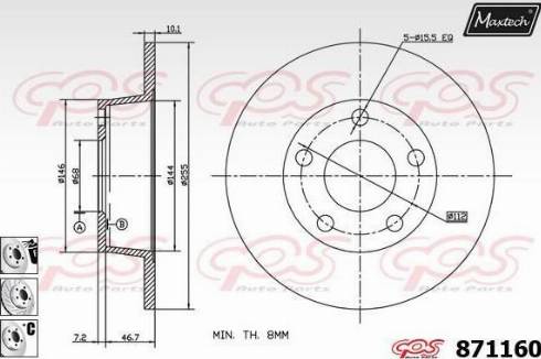 Maxtech 871160.6880 - Тормозной диск autospares.lv