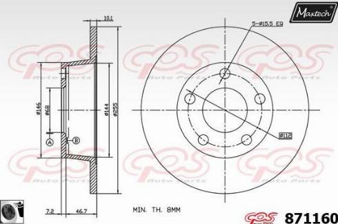 Maxtech 871160.0060 - Тормозной диск autospares.lv