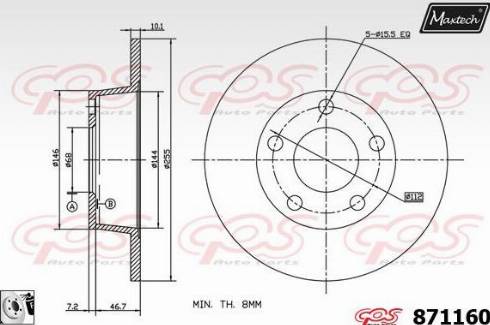 Maxtech 871160.0080 - Тормозной диск autospares.lv