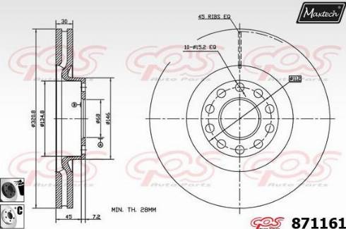 Maxtech 871161.6060 - Тормозной диск autospares.lv