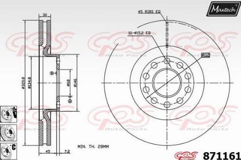 Maxtech 871161.6980 - Тормозной диск autospares.lv