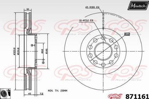 Maxtech 871161.0060 - Тормозной диск autospares.lv