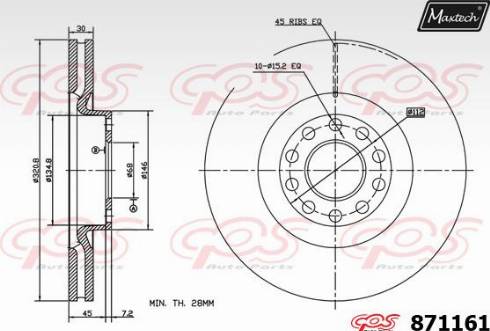 Maxtech 871161.0000 - Тормозной диск autospares.lv