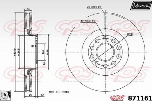 Maxtech 871161.0080 - Тормозной диск autospares.lv