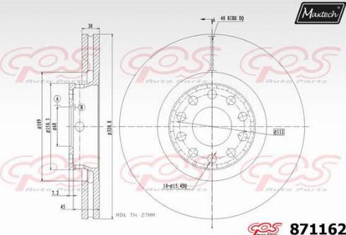 Maxtech 871162.0000 - Тормозной диск autospares.lv