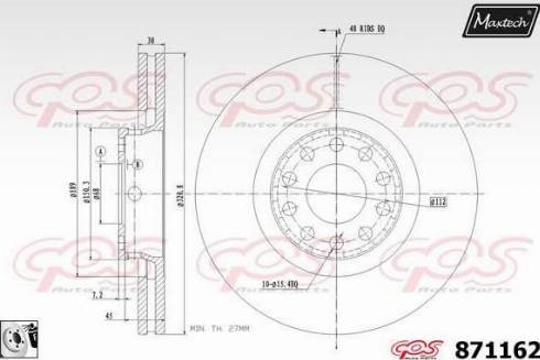 Maxtech 871162.0080 - Тормозной диск autospares.lv