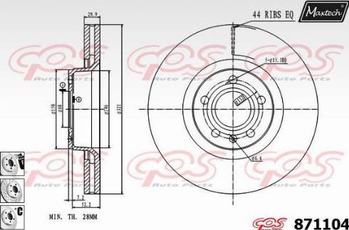 Maxtech 871104.6980 - Тормозной диск autospares.lv