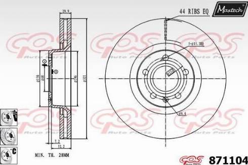 Maxtech 871104.6880 - Тормозной диск autospares.lv