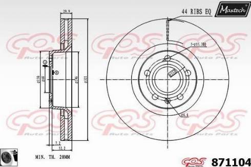 Maxtech 871104.0060 - Тормозной диск autospares.lv