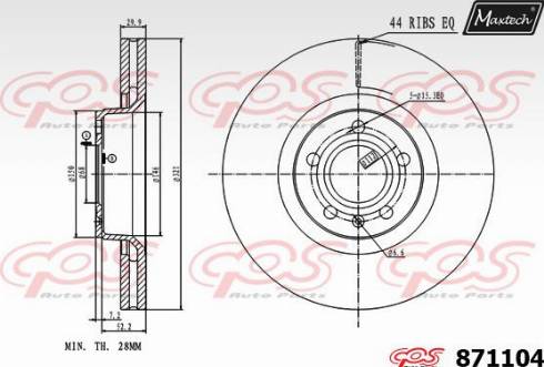 Maxtech 871104.0000 - Тормозной диск autospares.lv