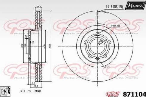 Maxtech 871104.0080 - Тормозной диск autospares.lv