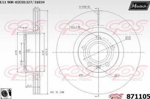 Maxtech 871105.0060 - Тормозной диск autospares.lv