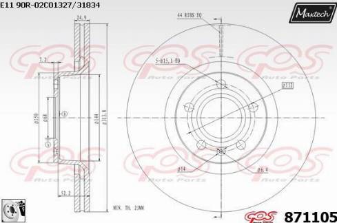 Maxtech 871105.0080 - Тормозной диск autospares.lv