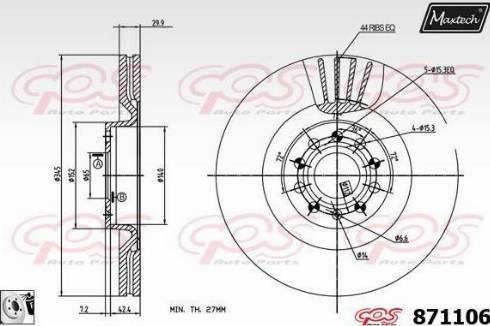 Maxtech 871106.0080 - Тормозной диск autospares.lv