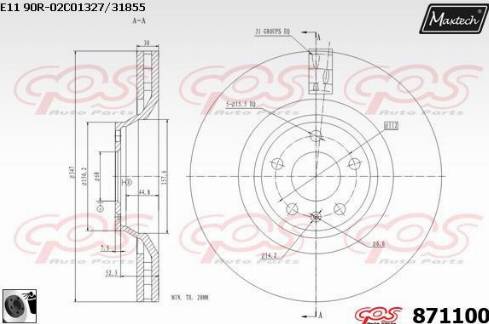 Maxtech 871100.0060 - Тормозной диск autospares.lv