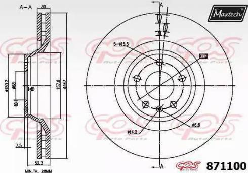 Maxtech 871100.6980 - Тормозной диск autospares.lv