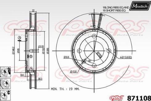 Maxtech 871108.6880 - Тормозной диск autospares.lv