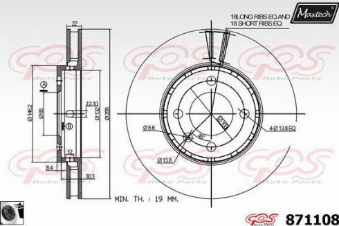 Maxtech 871108.0060 - Тормозной диск autospares.lv