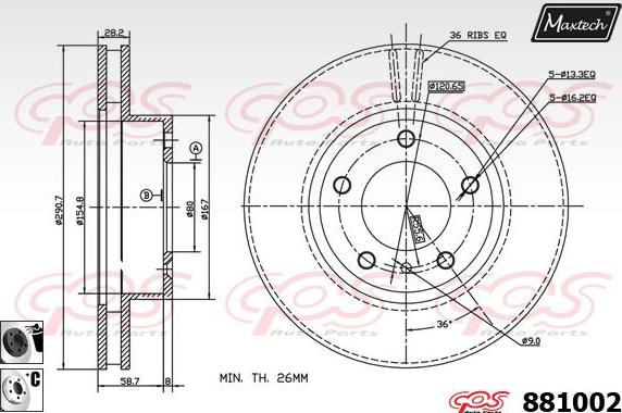 Maxtech 871108 - Тормозной диск autospares.lv